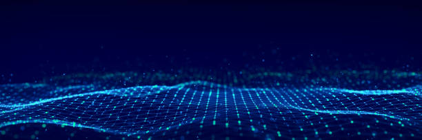 istock Technology hexagon dynamic wave on blue background. Futuristic honeycomb concept. 2177718098