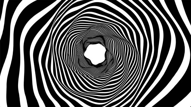 istock Wavy illusion tunnel of black and white stripes. 2177718318