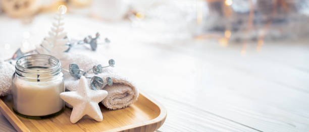 istock Spa composition with Christmas decoration. Spa with space for text. 2177719499