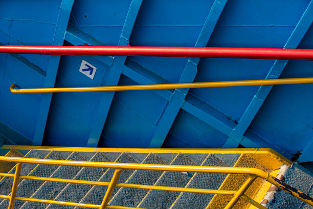istock The ferry's blue painted hull and passenger handrails 2177720025