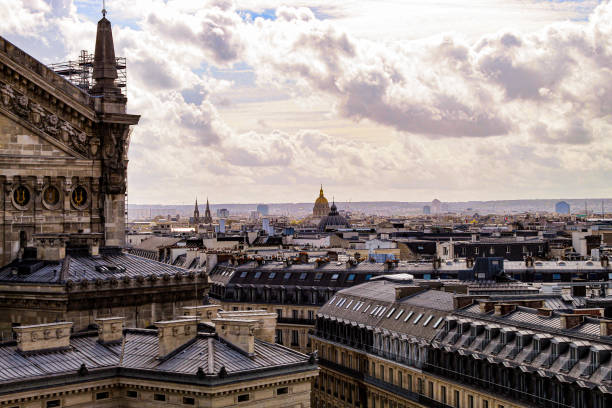 Aerial image of the city of Paris from a high point of view