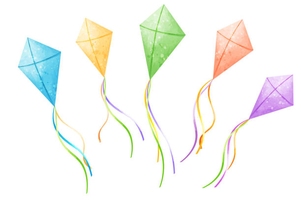 istock Vector set of colorful kites. Soaring kite isolated on white 2177721158