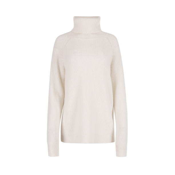 istock White women's wool sweater with collar 2177721261