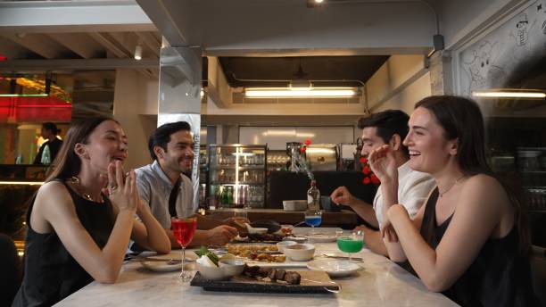 istock Friends drinking cocktail while waitress serving smelling grill tasty. Vinosity. 2177722911