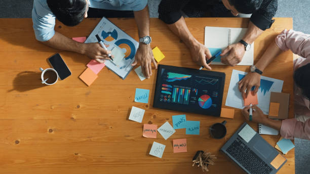 istock Smart manager explain financial graph to colleague at meeting room. Convocation. 2177727953
