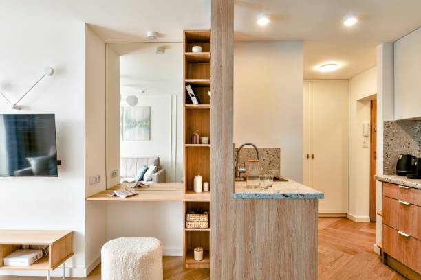istock A Modern Apartment Interior that features a Stylish Kitchen and an Inviting Living Area 2177728938