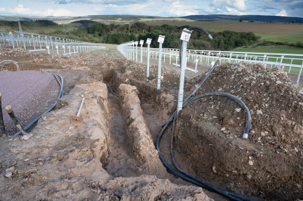 istock Construction site for solar panel system, transformation to renewable sustainable energy, environmental conversation 2177731167