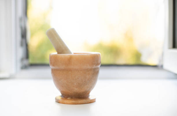 Kitchen utensils for preparing spices - Mortar with spices