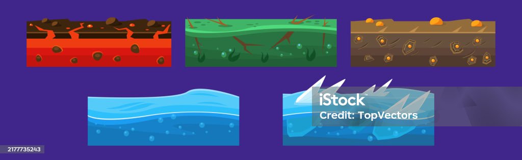 Different Ground Game Platform Level Design Vector Set Stock ...