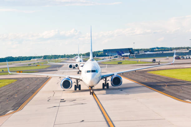 istock Planes on runway waiting for takeoff clearance 2177737530