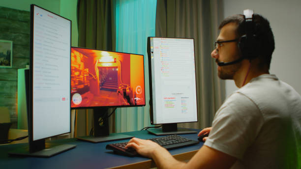 istock Professional gamer playing shooter games and streaming 2177739700