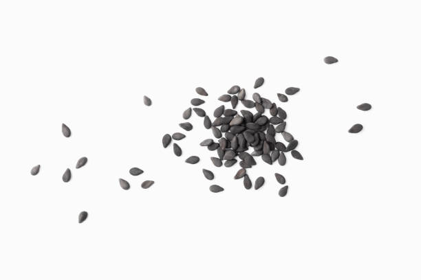 istock Black sesame seeds isolated on white background 2177741948