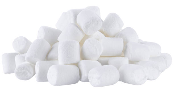 istock Big pile white mini marshmallows isolated on a white background. Completely in focus. 2177755996