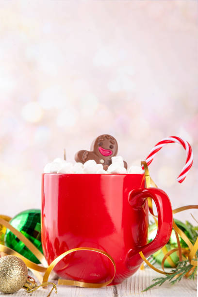 istock Christmas hot chocolate with marshmallow and chocolate gingerbread man 2177757082