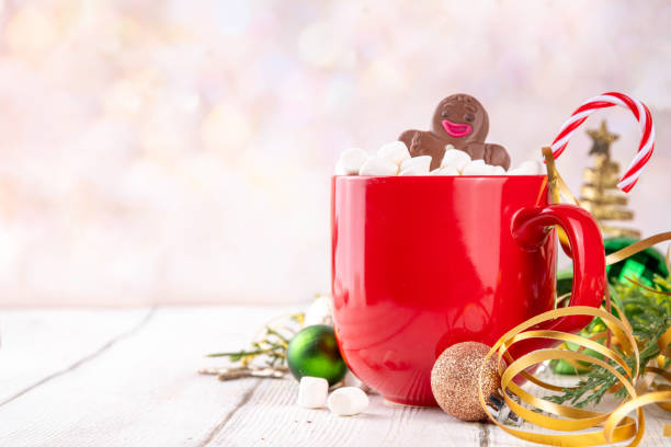 istock Christmas hot chocolate with marshmallow and chocolate gingerbread man 2177757094