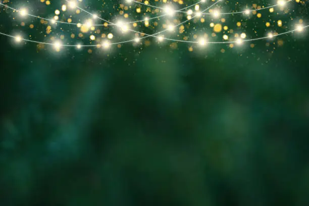 Blurred Christmas tree background with glowing light garlands Blurred Christmas tree background with glowing light garlands