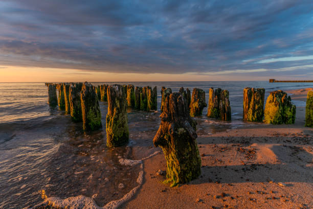 Sunset over the Baltic coast in Poland