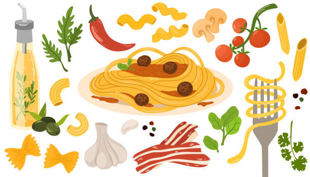 stockillustraties, clipart, cartoons en iconen met 2377_italian_food - spaghetti