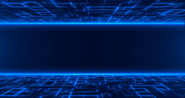 istock Abstract scene of futuristic cyber world, ski-fi grid, technology gloving surfacing, neon night scene, digital scene back ground. virtual reality concept 2177765722