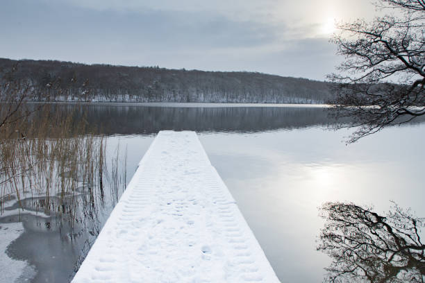 Snowfall in the northern Brandenburg, Germany