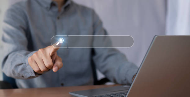 istock Searching the internet with a search bar working on a smartphone, internet network concept. 2177775601