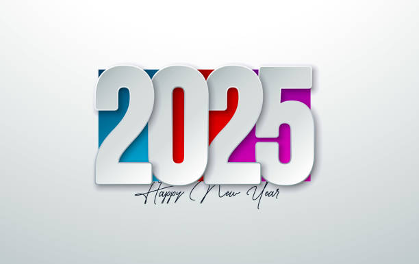 istock Happy New Year 2025 Illustration with Colorful Typography Lettering on White Background. Holiday Design for Flyer, Banner, Greeting Card, Celebration Poster, Party Invitation, Calendar and Social Media Post. 2177788445