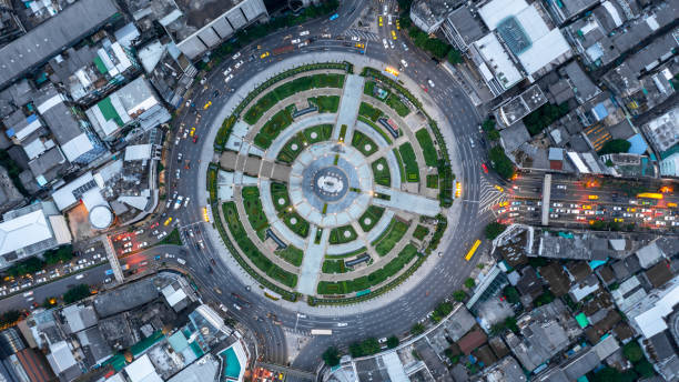 istock Aerial view elevated road and traffic junctions, Modern construction design traffic ways traffic jams, Road interchange or highway intersection with busy urban traffic Junction network transportation. 2177789658