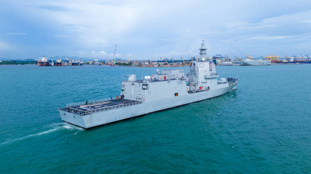 istock Nuclear war ship, Navy ship, Military navy. nuclear carrier running in the ocean. 2177789992