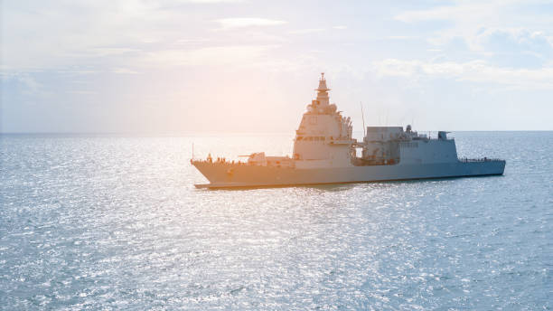 istock Nuclear war ship, Navy ship, Military navy. nuclear carrier running in the ocean. 2177790061