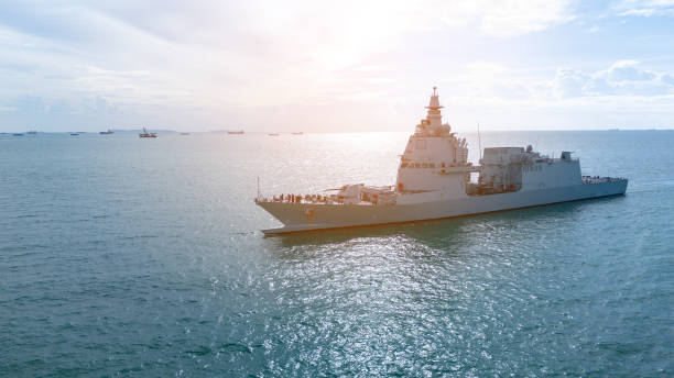 istock Nuclear war ship, Navy ship, Military navy. nuclear carrier running in the ocean. 2177790166
