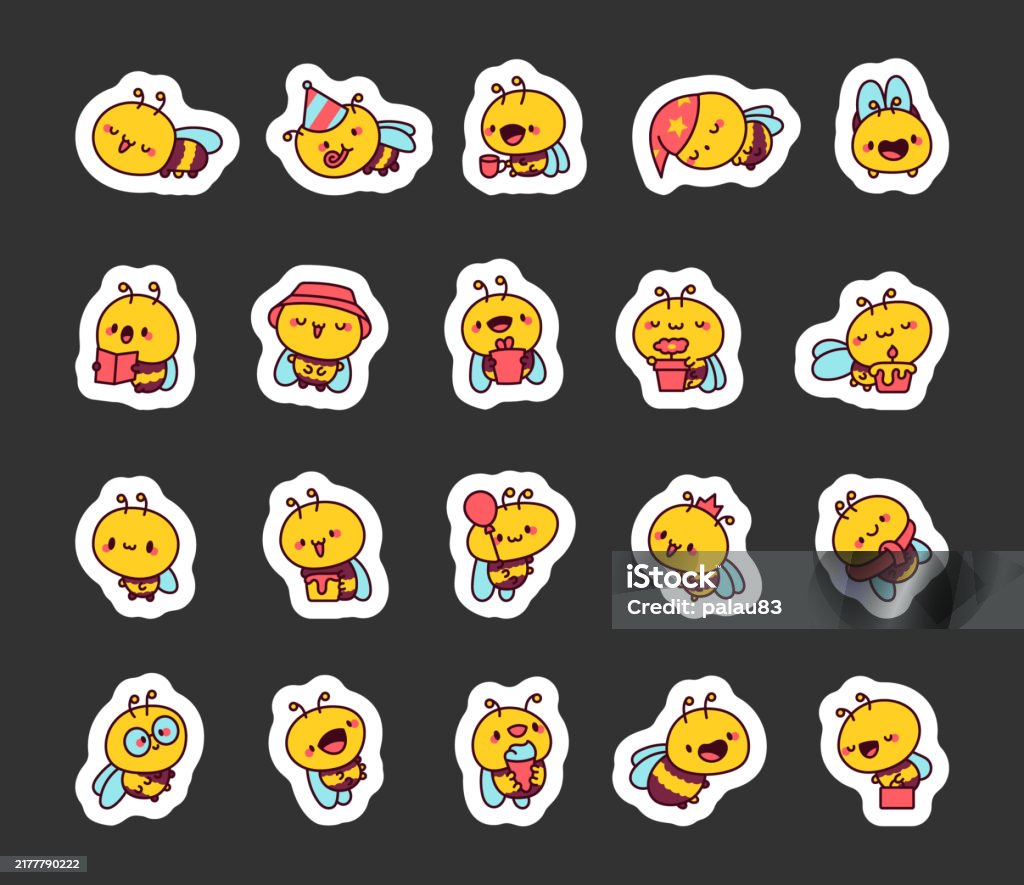 Bumblebee Sticker Design Cute Bumblebee Character Sticker Bookmark Friendly Cartoon Insect ...