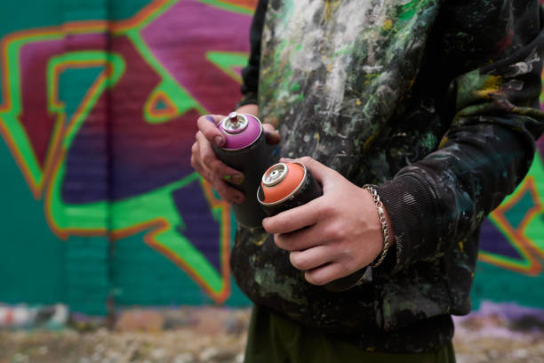 istock Hands of unrecognizable graffiti artist 2177792659