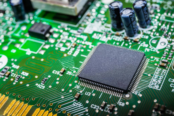 istock Closeup of Chips on boards of computer and smart devices Processing phone. Select focus and Copy space background 2177793028