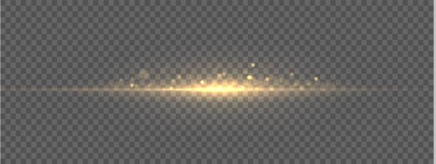 kuvapankkikuvitukset aiheesta yellow line light effect. golden glowing neon lines. the golden glow of dust and glare. flash of light. gold dust bokeh. gold confetti shimmers on a dark background. - rinnakkaiset keltaiset viivat