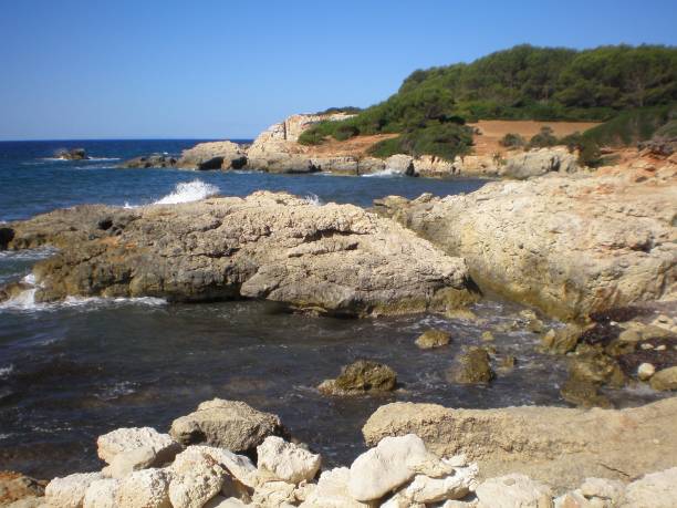 istock Rocks and Waves at Cove in Menorca 2177797927