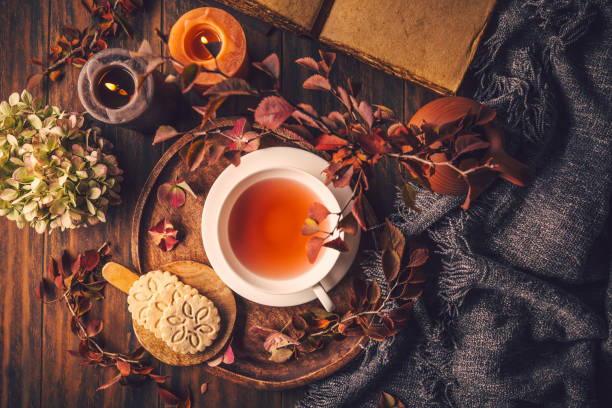 istock Fruit tea in a cup with cookies for cold autumn days 2177801760