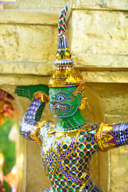 istock Traditional Thai Green Figure in Vibrant Colors 2177807801