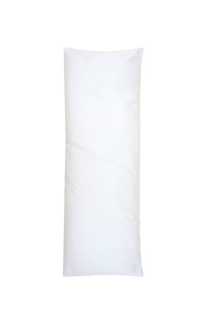 Long Body Pillow isolated on white background. Empty white Mockup. Dakimakura pillow for anti-stress and hugging. Vertical photo. Ready for your design. Front view.