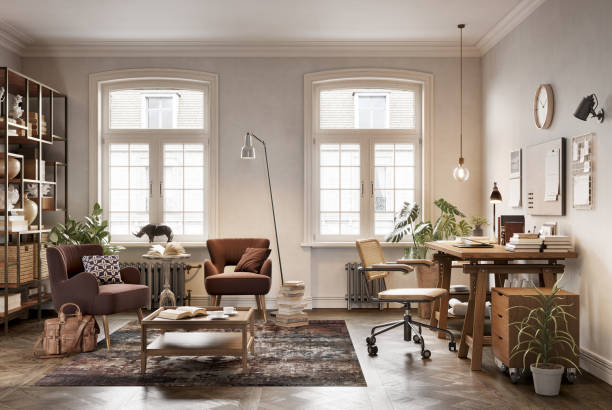 istock Digitally Rendered Home Office and Reading Area with Modern Decor 2177809056