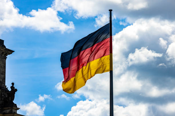 Reichstag in Berlin with flag