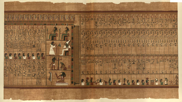 istock Ancient Egyptian papyrus, Mythology, History Egypt, Art, Hall of the Two-fold Maat, Goddesses of Law, Thoth, Judges of the dead 2177809418