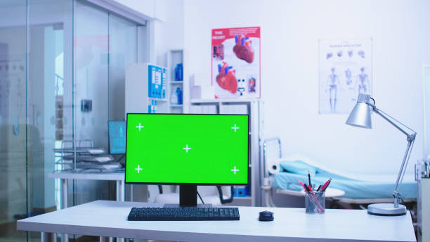 istock Chroma key on computer in hospital cabinet 2177809730