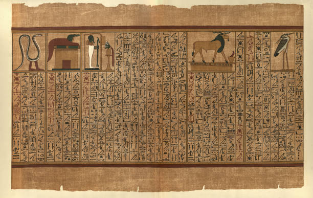 istock Ancient Egyptian papyrus, Mythology, The Serpent Se-ta, Crocodile Sebak, God Ptah, Ram and the Heron 2177809879