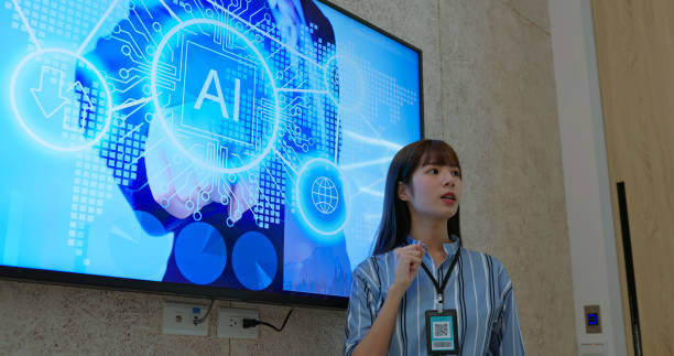 istock businesswoman doing AI presentation 2177810284