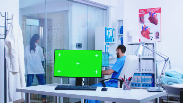 istock Chroma key on computer in private health clinic 2177810292
