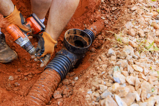 istock Drainage system damaged by rainwater is being replaced with underground storm a sewers. 2177814311