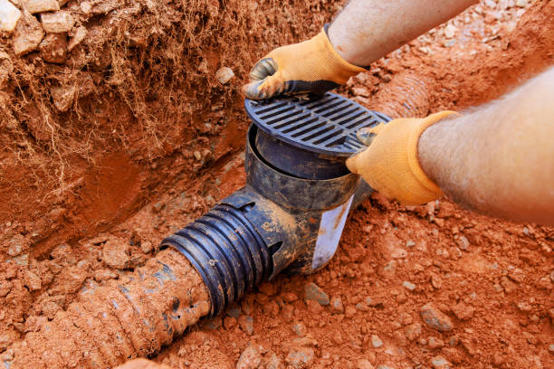 istock Damaged drainage system for collecting rainwater requires a replacement of underground storm sewer pipes. 2177814315