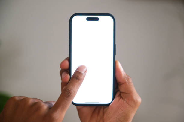 istock Person holding smartphone with blank white screen 2177816961