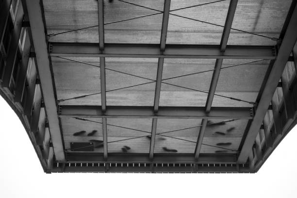 istock .black and white image of a metal ceiling structure 2177819865