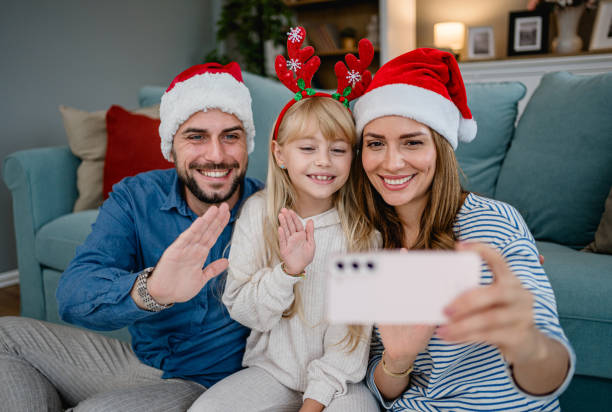 istock Family making video call on Christmas day 2177821710
